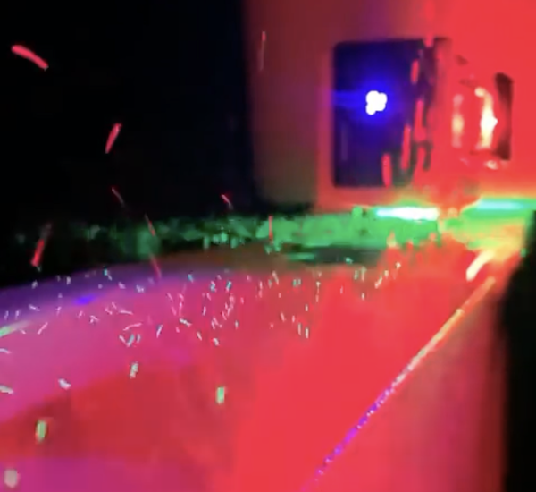 Toilet particles under laser light